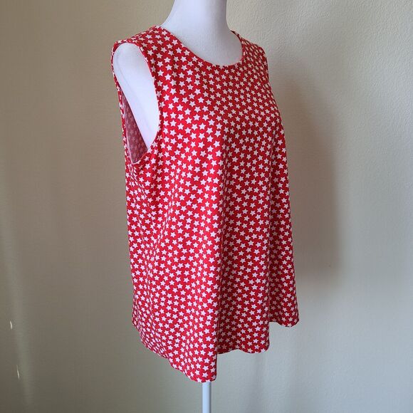 D&Co Star Tank Top Tunic Size Medium Red White Sleeveless Patriotic‎ USA Stretch - Picture 2 of 7